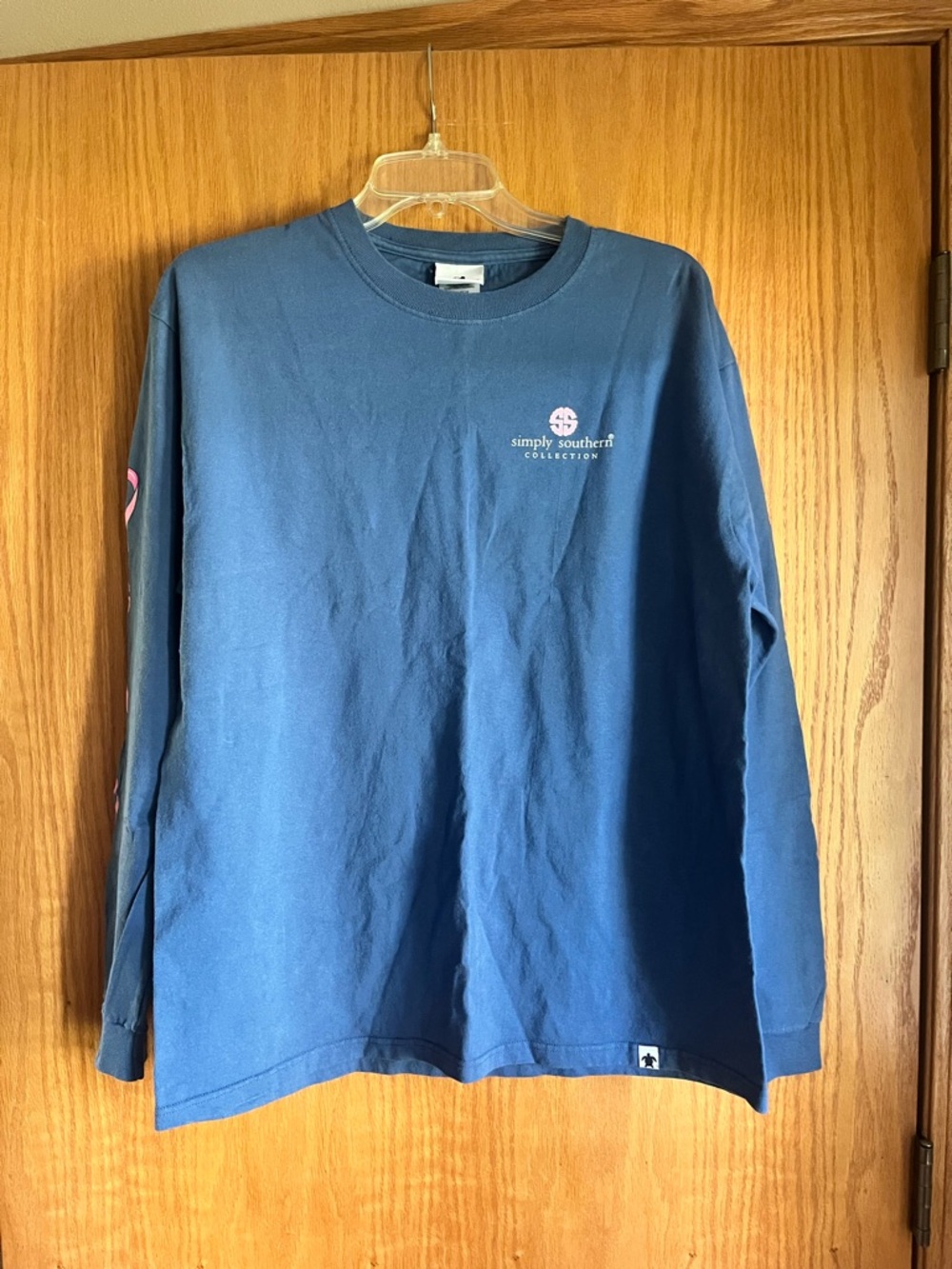 Simply Southern Breast Cancer Awareness Shirt large long sleeve Blue